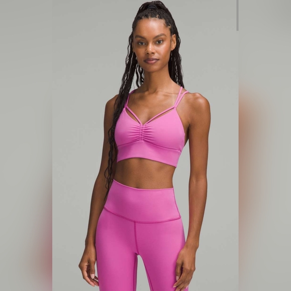Lululemon Nulu Strappy V Neck Yoga Bra Light Support A And B , Size 10, Pow Pink - Picture 4 of 12